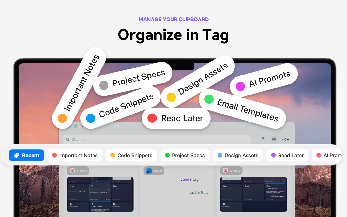 X Paste Organized Workspace with Folders